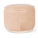 Sinclair Round Ottoman - Burlap Leather