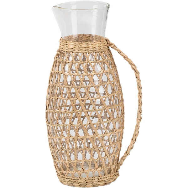Glass Pitcher with Seagrass Weave