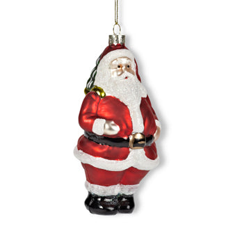 Santa With Backpack Ornament