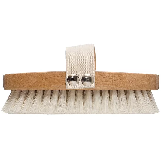 Beech Wood Bath Brush w/ Elastic Band & Metal Rivets, Natural