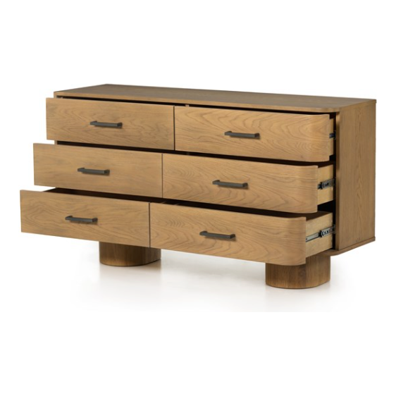 Rafa 6 Drawer Dresser - Burnished Oak