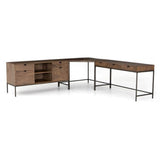 Trey Desk System with Filing Credenza - Auburn Poplar