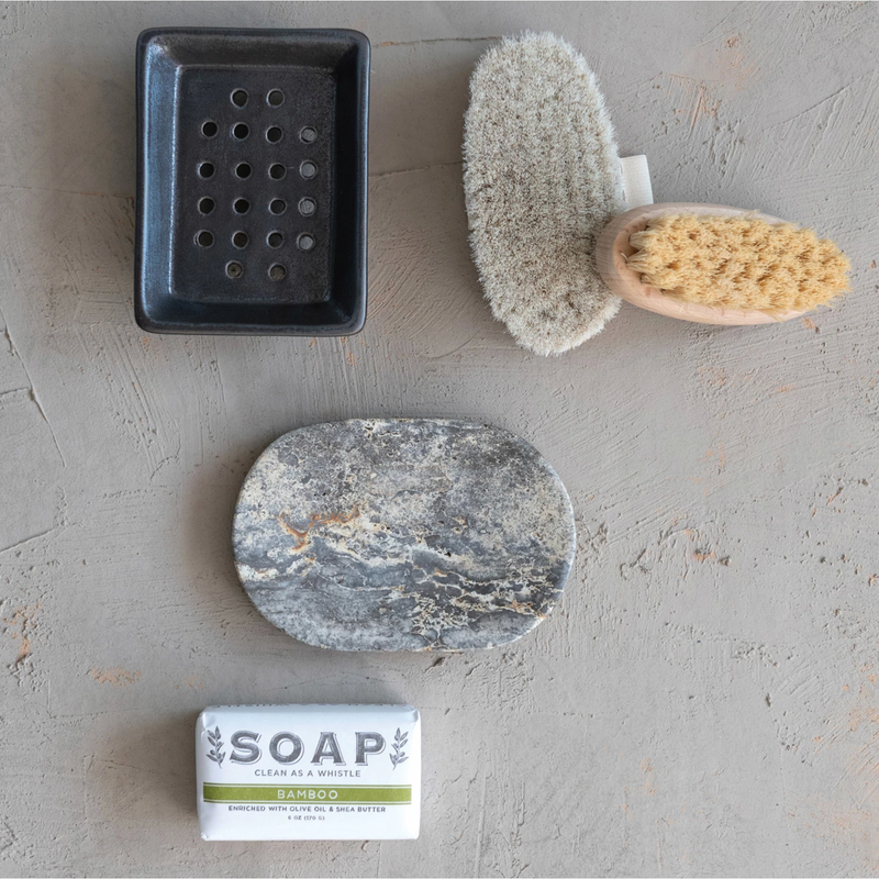 Oval Travertine Soap Dish