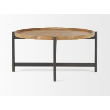 Marquisa Small Brown Wood w/ Black Metal Coffee Table