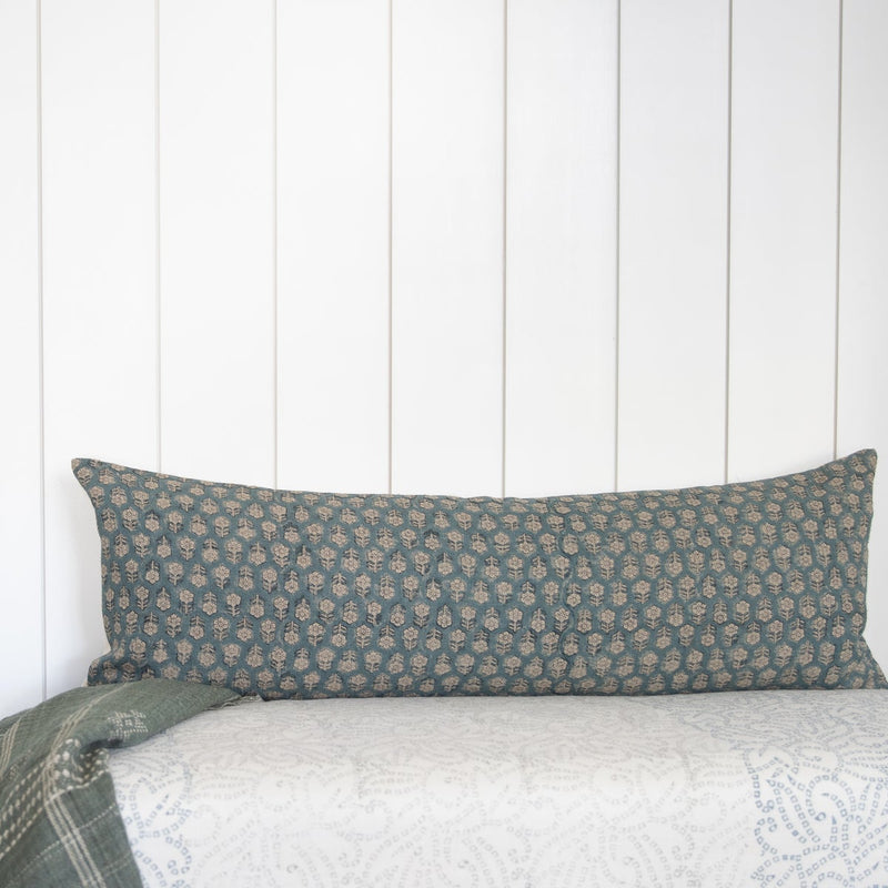 Peter Blockprint Cushion - Teal