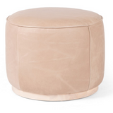 Sinclair Round Ottoman - Burlap Leather