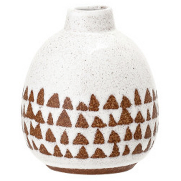 Little Stoneware Vase, White & Terra-cotta Finish