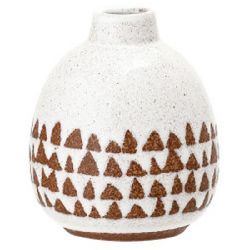 Little Stoneware Vase, White & Terra-cotta Finish