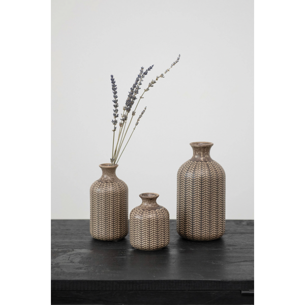 Embossed Stoneware Vases