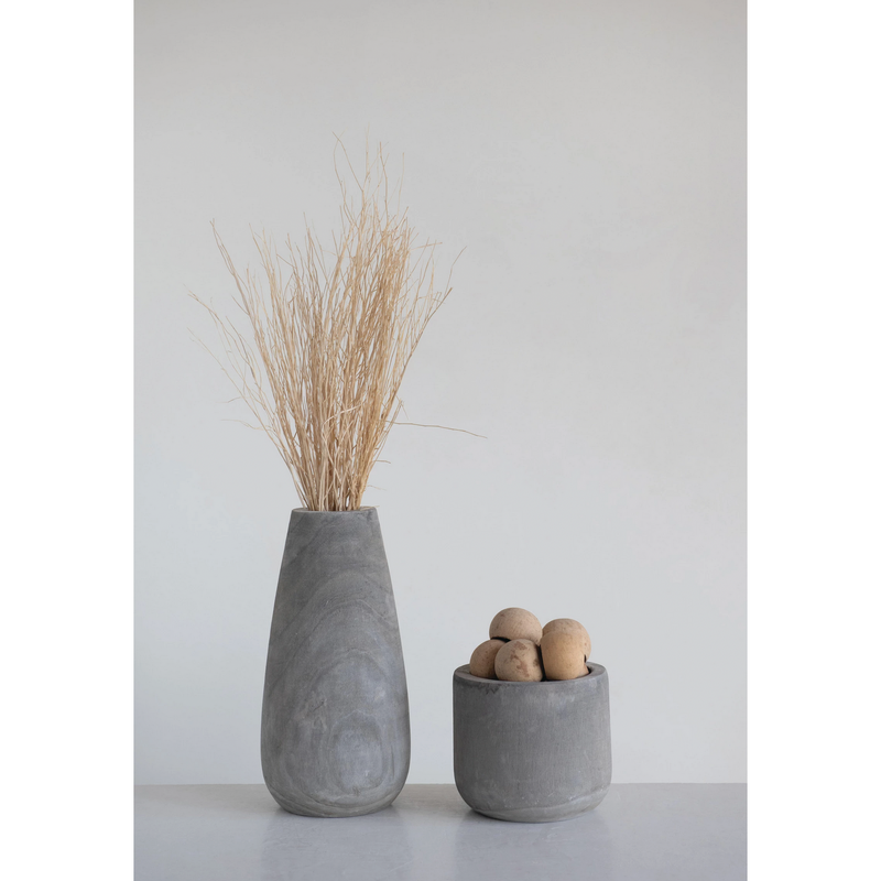 Paulownia Wood Vase with Grey Wash