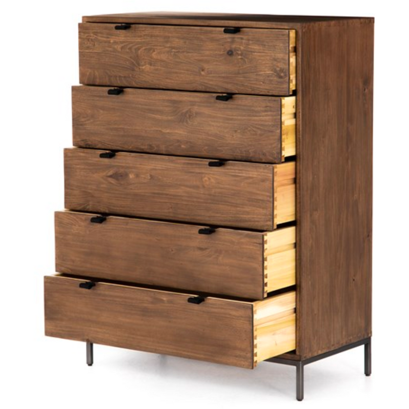 Trey 5 Drawer Dresser in Auburn Polar