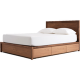 Marcel Walnut 6 Drawer Queen Storage Bed with Metal Slats