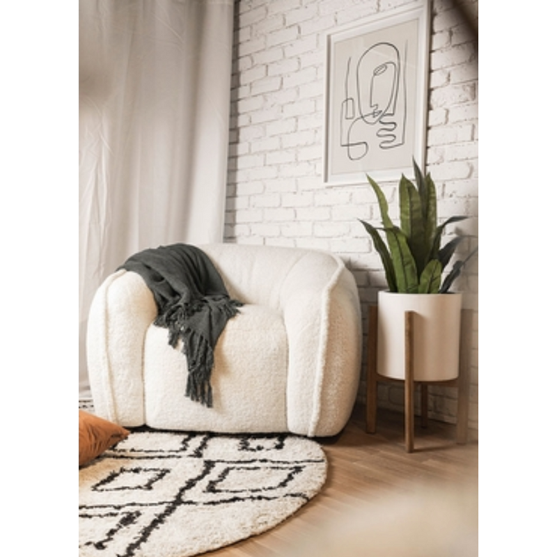 Buffy Accent Swivel Chair in Cream Boucle'