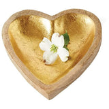 Decorative Mango Wood Heart Bowl with Gold Leaf Interior