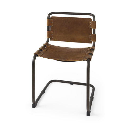 Berbick Dining Chair - Medium Brown Leather