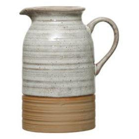 Stoneware Creamer, Reactive Glaze, White