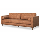 Loraine Cognac Brown Faux Leather Sofa