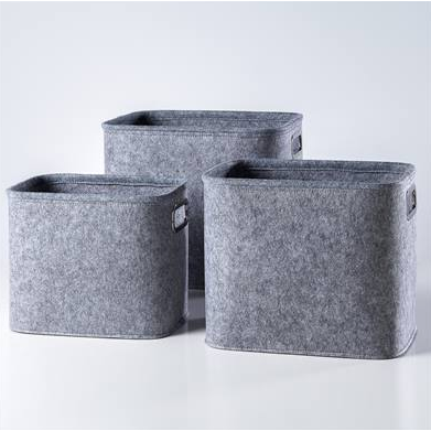 Urban Felt Storage Totes Large Set of Three - Light Grey