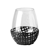 Regina Black Woven Candle Holder