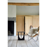 Geometric End Table in Black Oak