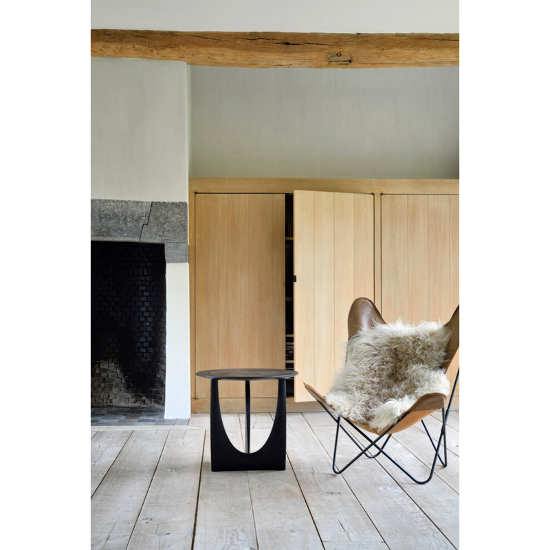 Geometric End Table in Black Oak