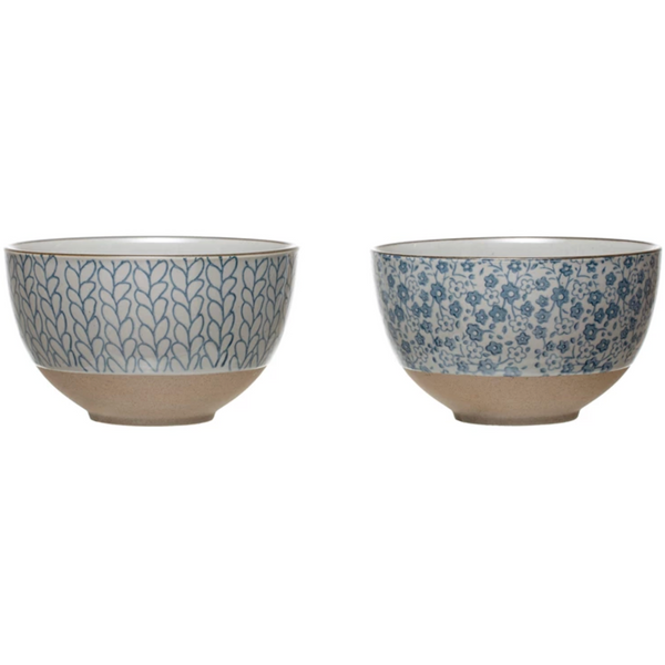 Hand-Painted Stoneware Bowl, 2 Styles