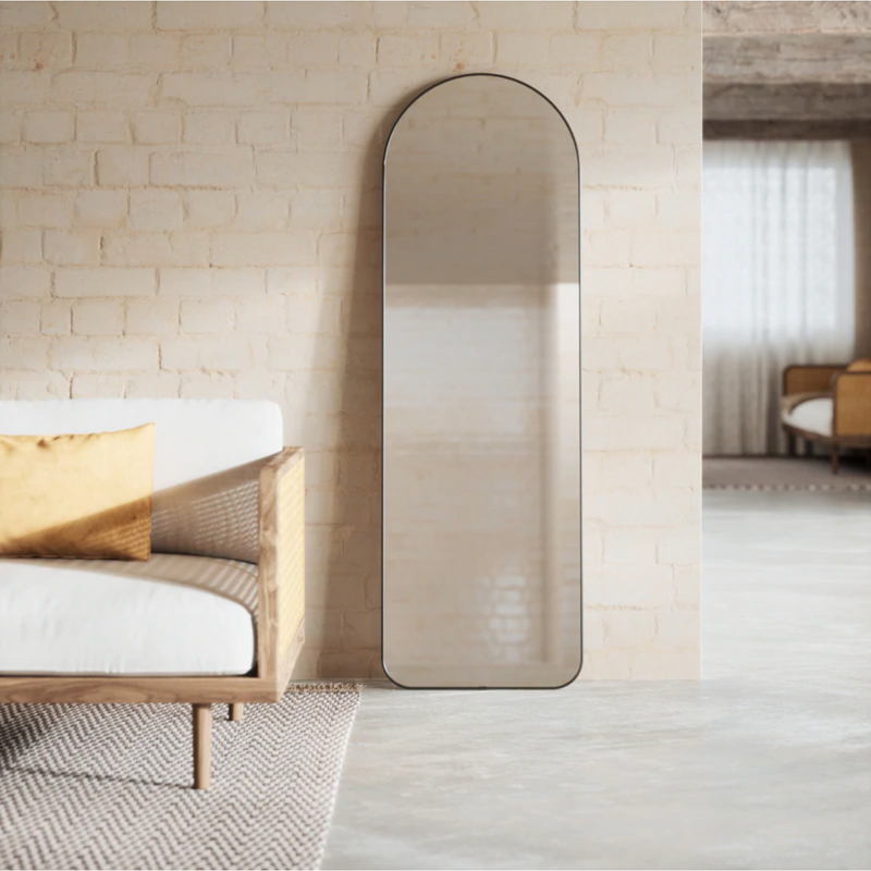 Hubba Arched Leaning Mirror in Metallic/Titanium