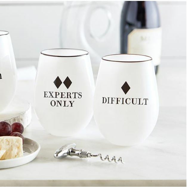 Experts and Difficult Stemless Wine Glasses - Set of 2