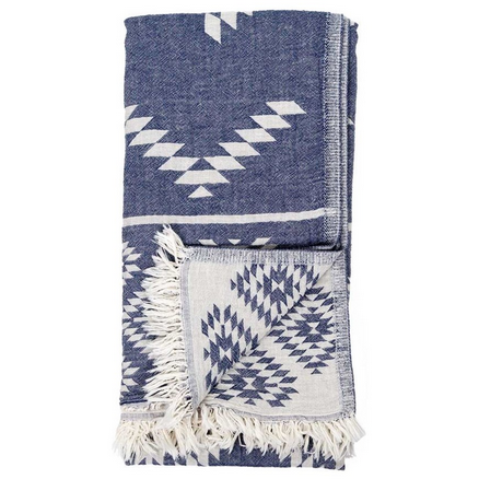 Turkish Towel - Geometric - Cowboy Denim