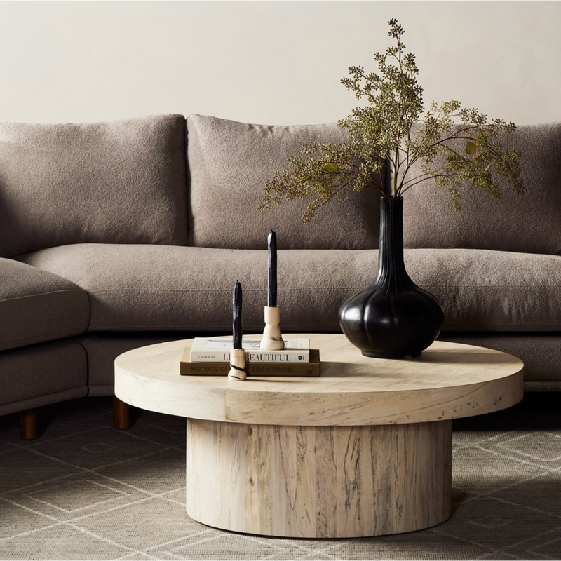 Hudson Pedestal Coffee Table in Bleached Spalted