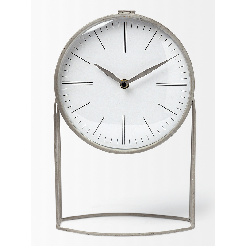 Aurelius Matte Grey Metal Table Clock