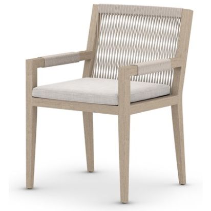 Sherwood Outdoor Dinning Armchair- Stone Grey & Washed Brown