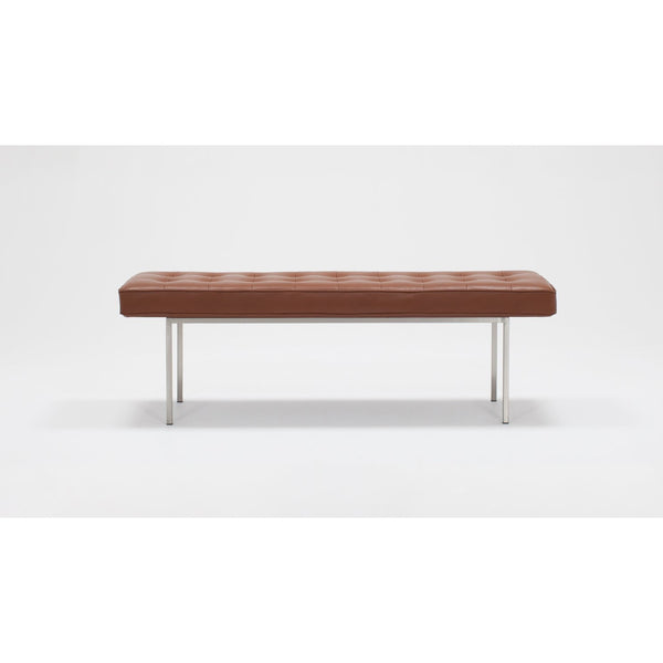 Reverie Leather Bench, Venice Steel