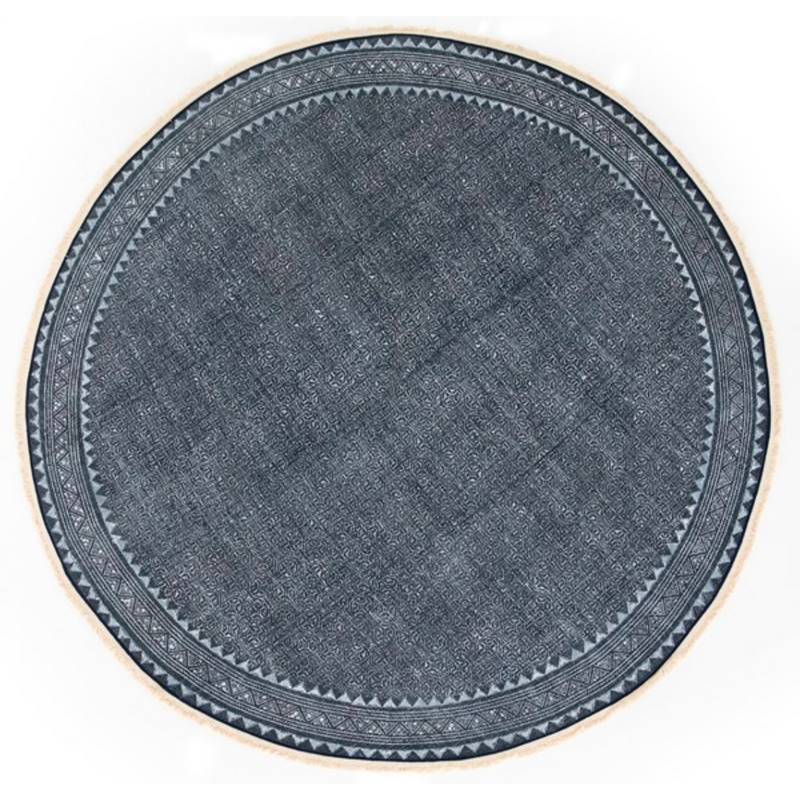 Indigo Block Print Area Rug