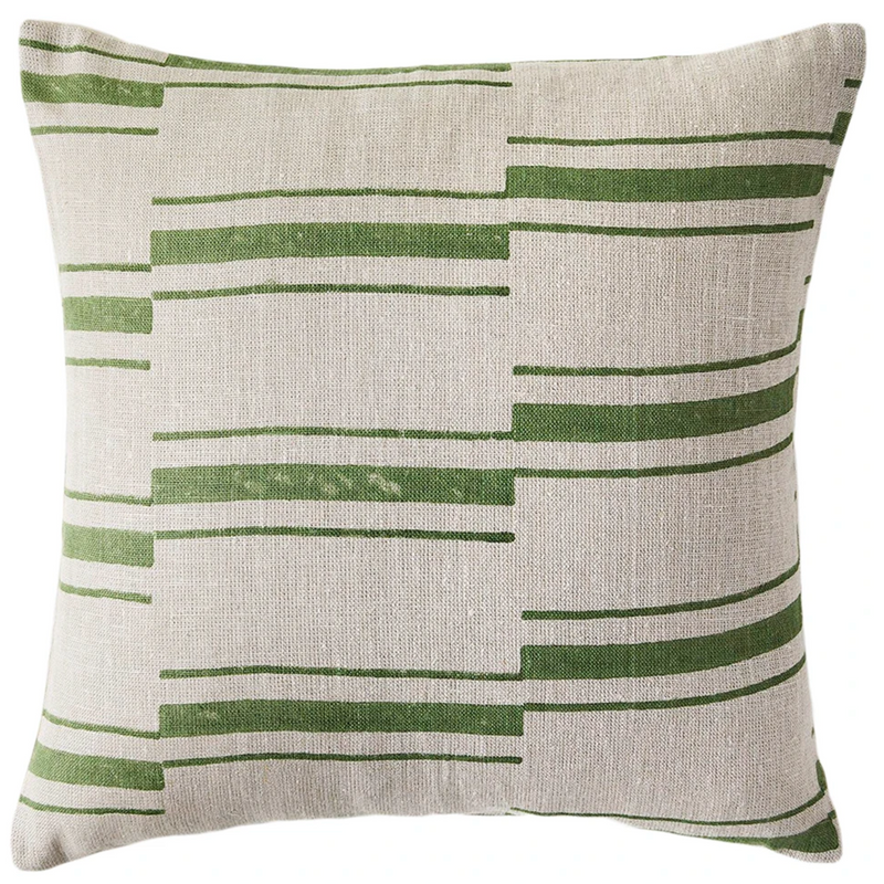 Casa Olive Block Print Cushion