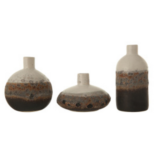 Stoneware Vases, Ombre Reactive Glaze, Set of 3