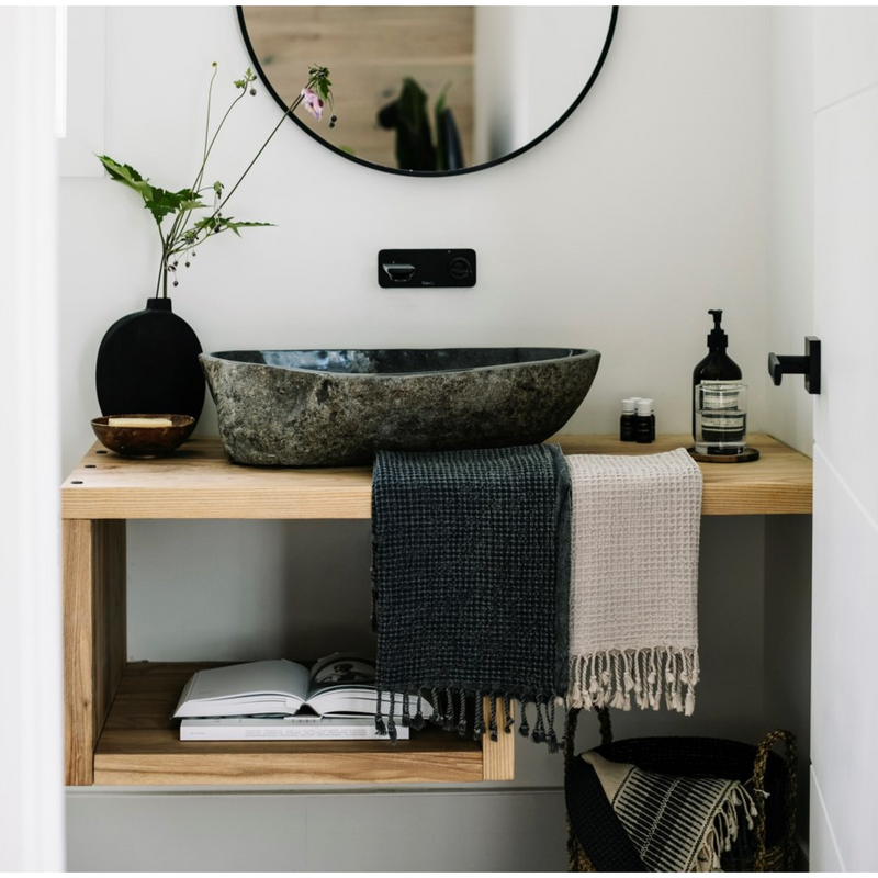 Stonewashed Waffle Hand Towel - Clay