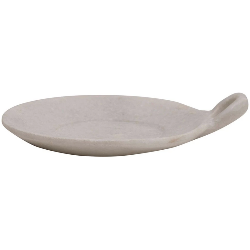 Marble Dish w/ Handle, White