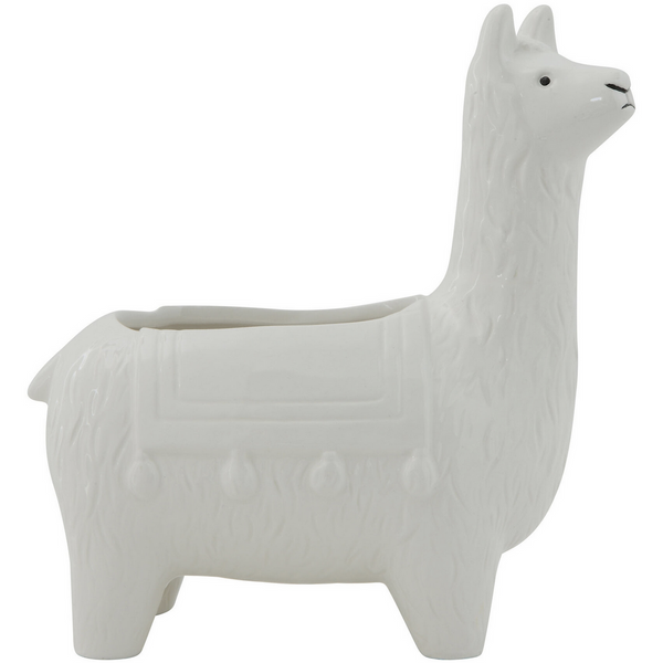 Ceramic Llama Planter, White