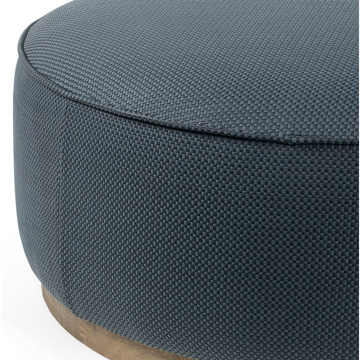 Sinclair Large Round Ottoman - Fresno Cobalt