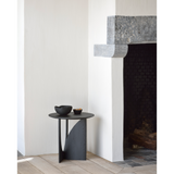 Geometric End Table in Black Oak