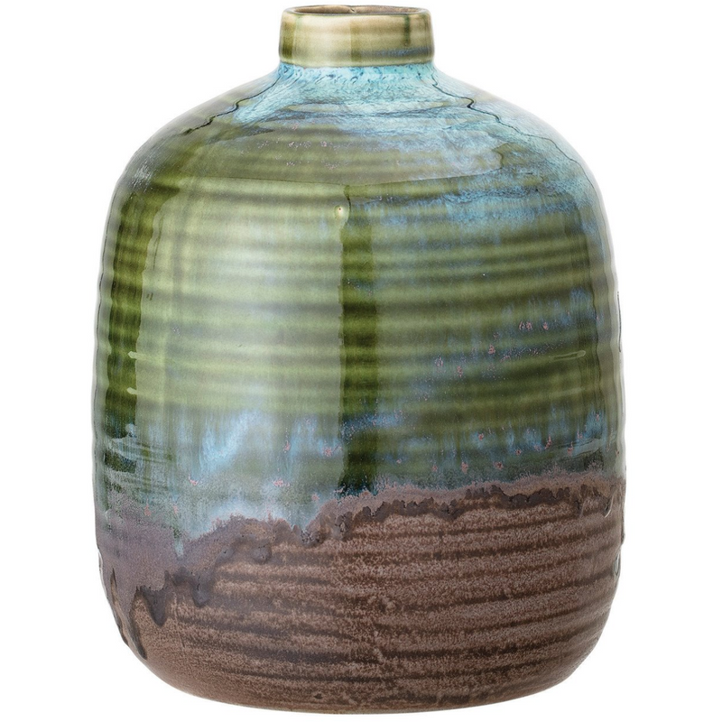 Stoneware Vase, Reactive Glaze, Green