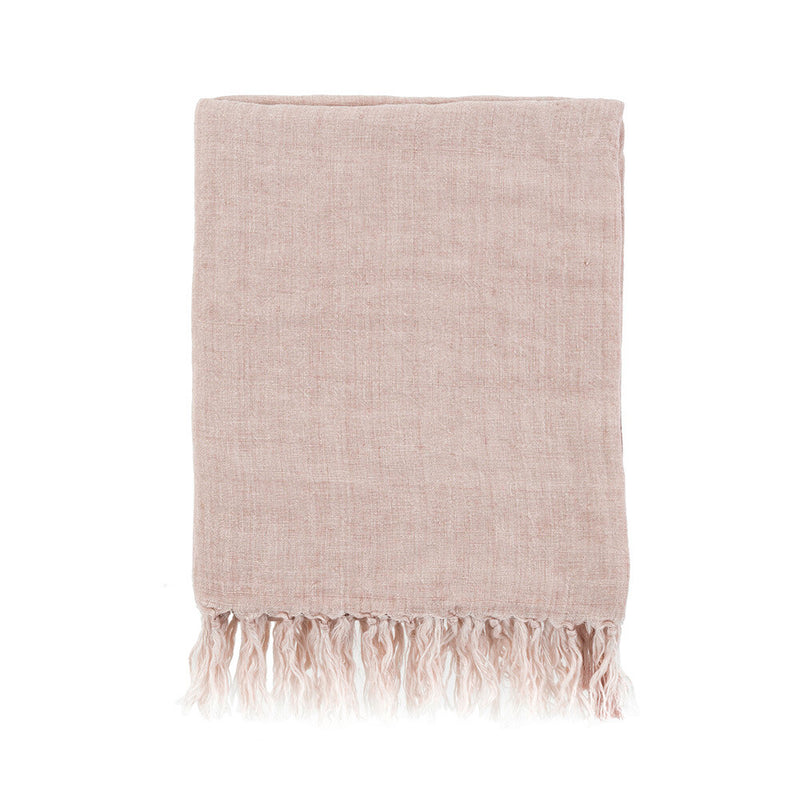 Lina Linen Throw - Dusty Rose