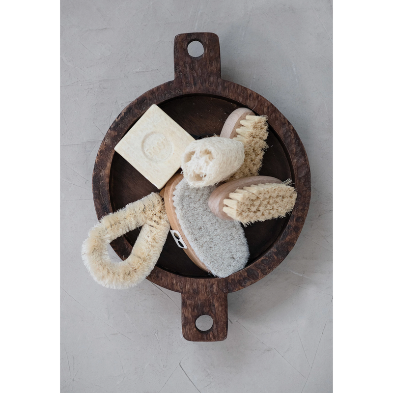 Loofa Brush with Cotton Rope Hanger, Natural