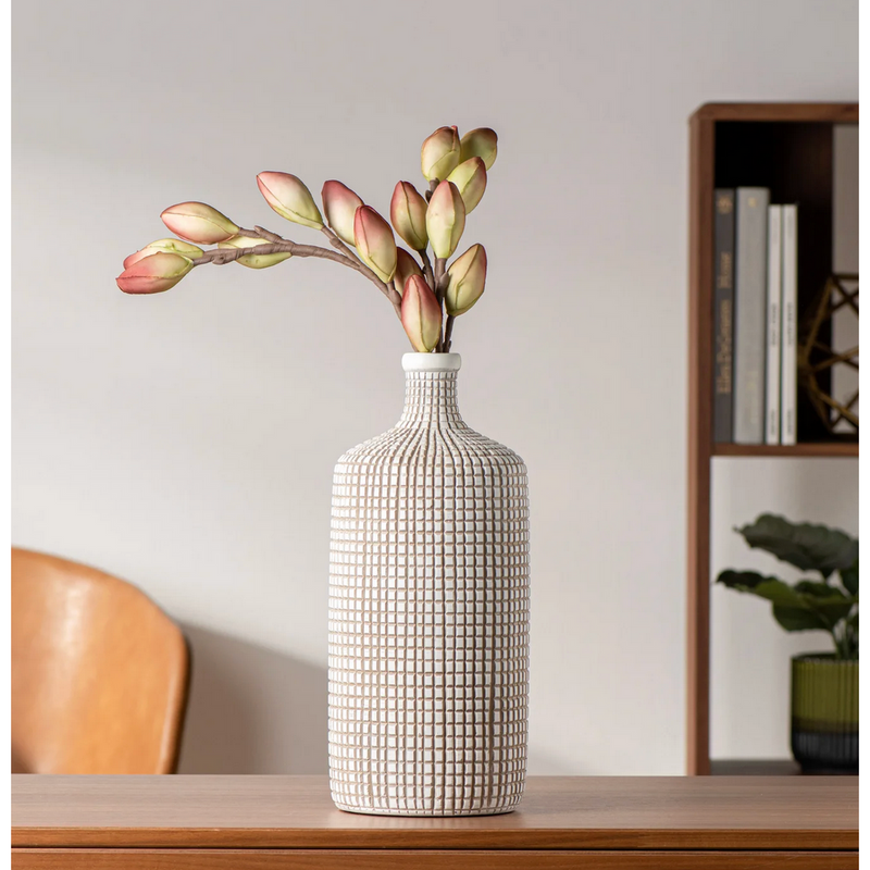 Armadillo Resin Bottle Vase - 14" White