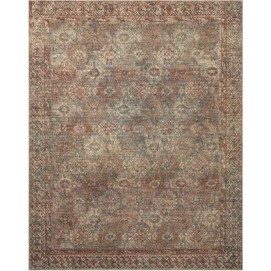 Billie Area Rug - Aqua/Rust