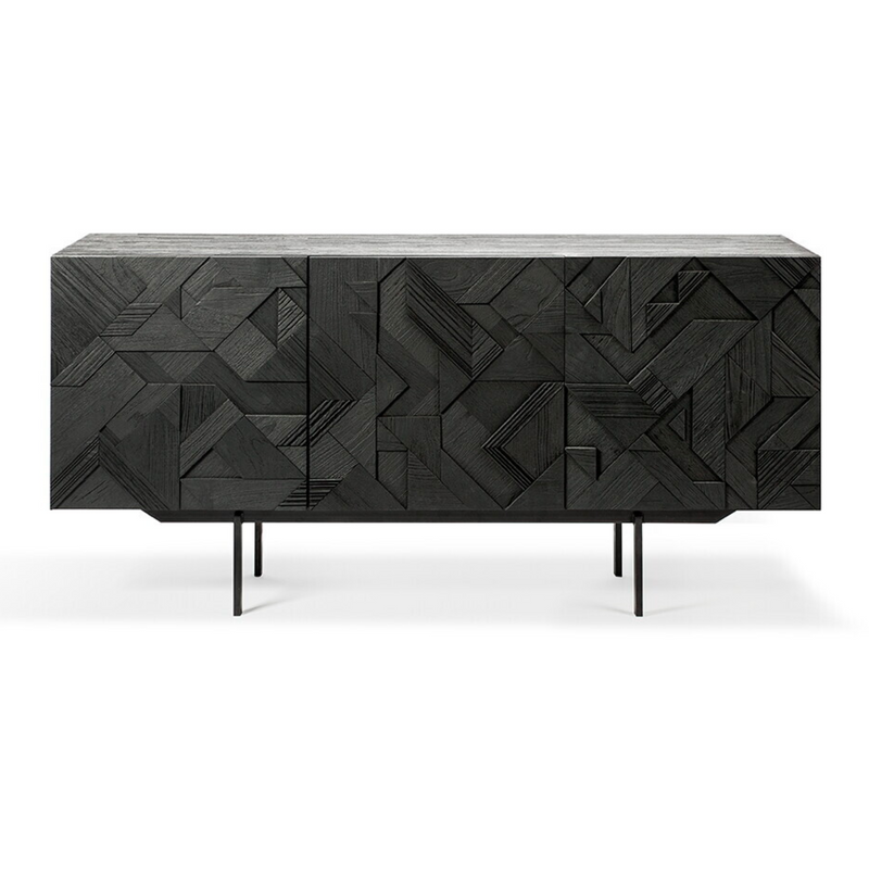 Teak Graphic Black Sideboard