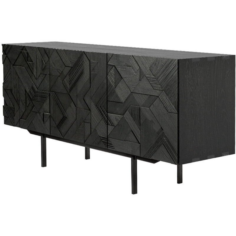 Teak Graphic Black Sideboard