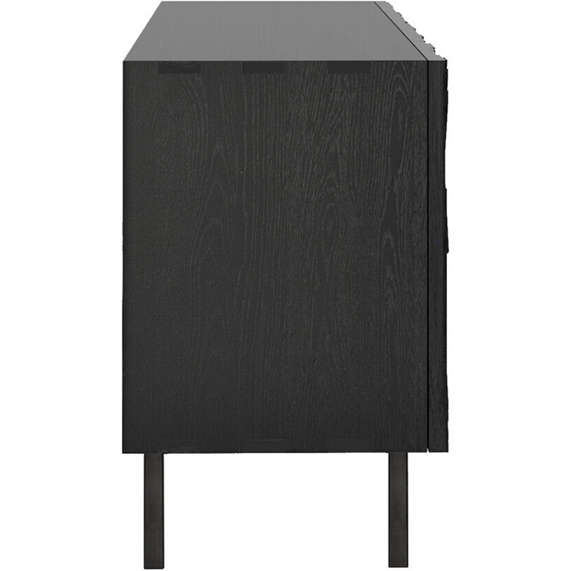 Teak Graphic Black Sideboard - 4 Doors