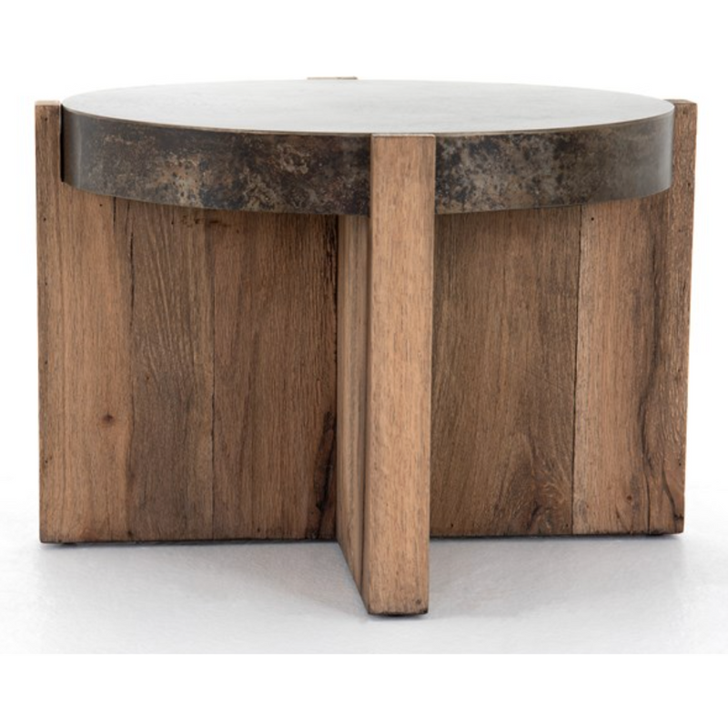 Bingham End Table with Distressed Iron Top